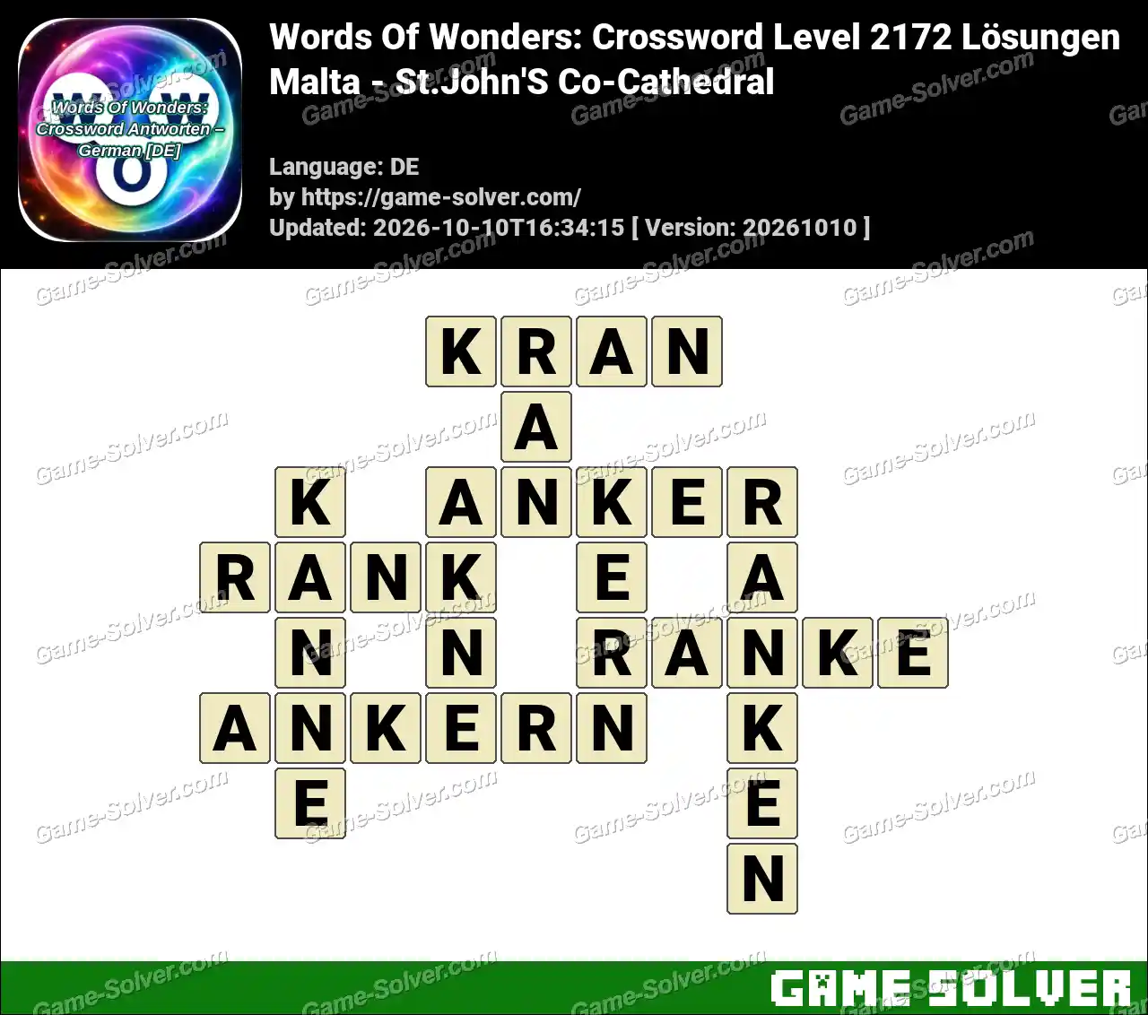 Words Of Wonders: Crossword Level 2172 Lösungen – Malta – St.John’S Co-Cathedral